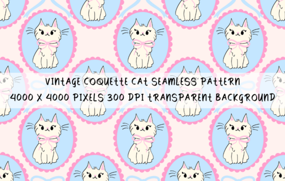 Charming Whimsy: The Vintage Coquette Cat Pattern