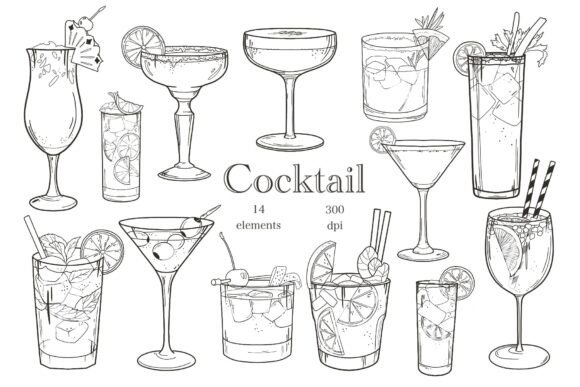 Cocktail Clipart & Drinks Illustrations for Creative Projects