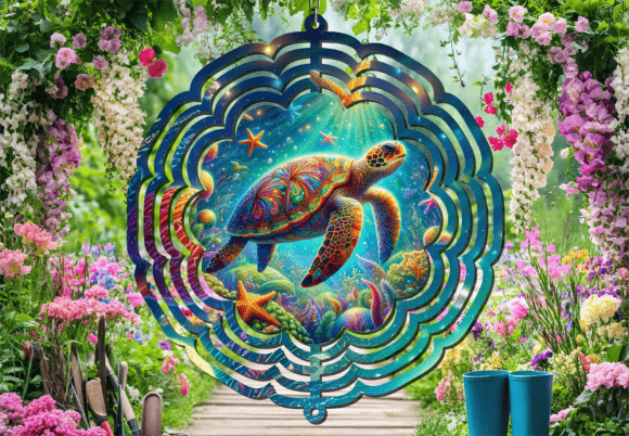 Colorful Sea Turtle Reef Wind Spinner: A Digital Asset for Dynamic Decor