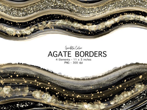Elevate Your Projects with Black Agate Border Clip Art