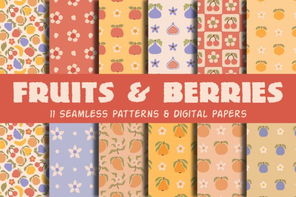 Embrace Playful Sophistication with Pastel Fruits Berries Seamless Patterns