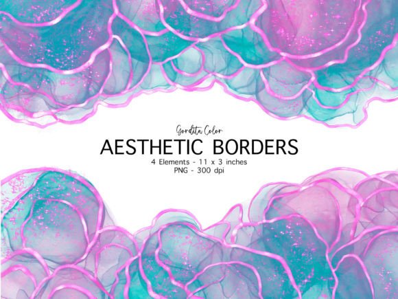 Iridescent Purple Blue Agate Borders: Creative Design Assets