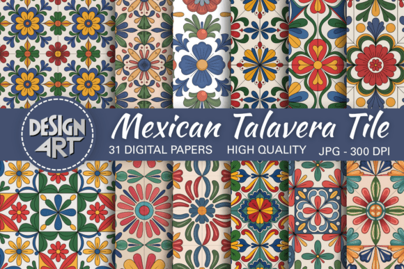 Mexican Talavera Tile Background: Timeless Cultural Beauty for Your Designs