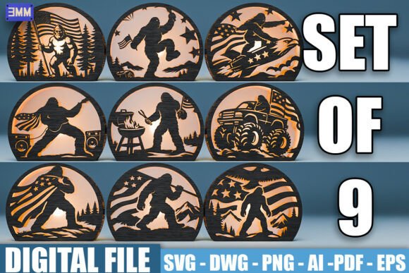 Patriotic Bigfoot SVG Bundle: Bold Wilderness Americana