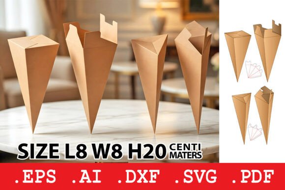 Square and Triangle Lid Cone Box Set: Modern Packaging Design