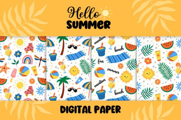 Summer Digital Paper JPG Beach Patterns: Your Creative Toolkit