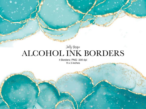 Turquoise Alcohol Ink Border Clip Art: A Designer's Go-To Accent
