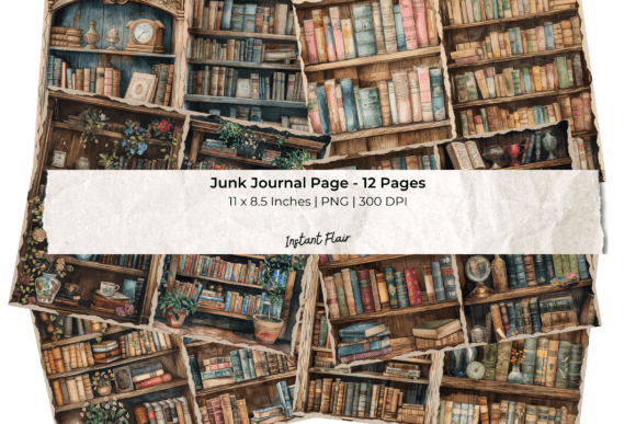 Warm and Timeless Designs with Vintage Bookshelf Journal Pages